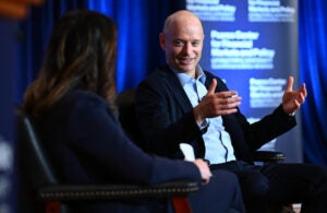 David Schwimmer speaking on stage