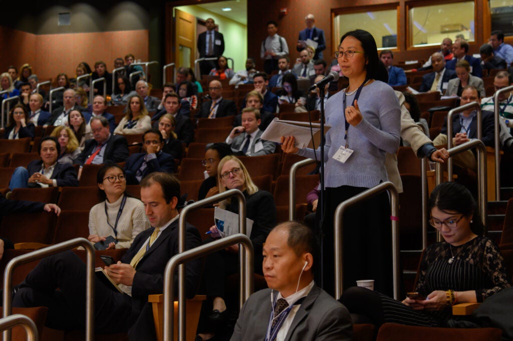 Attendee asking a question at FMQ 2019