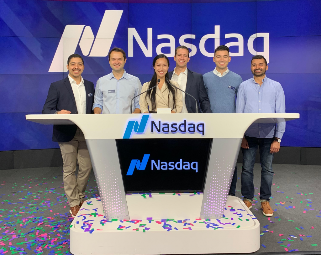 Students at the NASDAQ desk